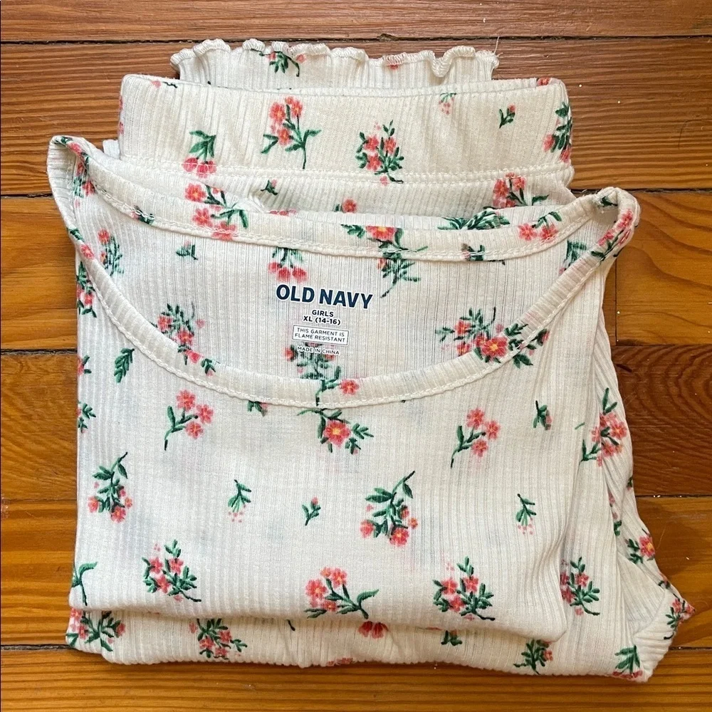 Old Navy Rose Print Pajama Set – Girls XL (14–16) / Women’s XS, Cottagecore Flor